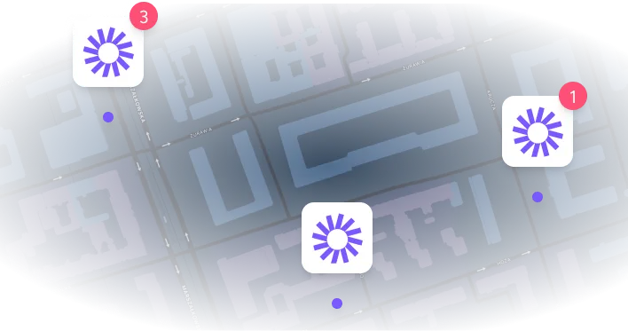 Illustration of locations on map